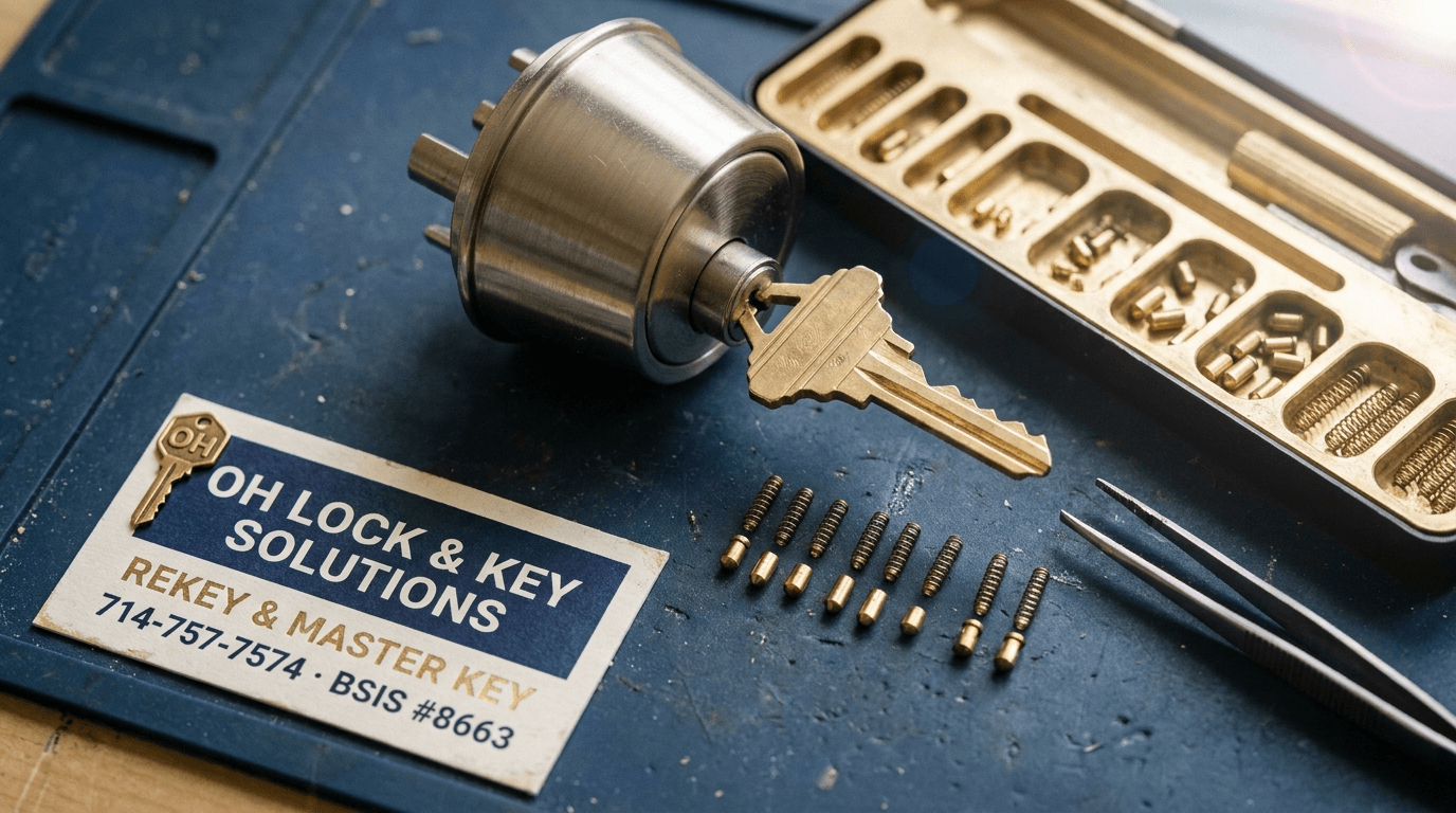Rekey & Master-Key by OH Lock and Key Solutions — Orange County, CA (BSIS #8663).